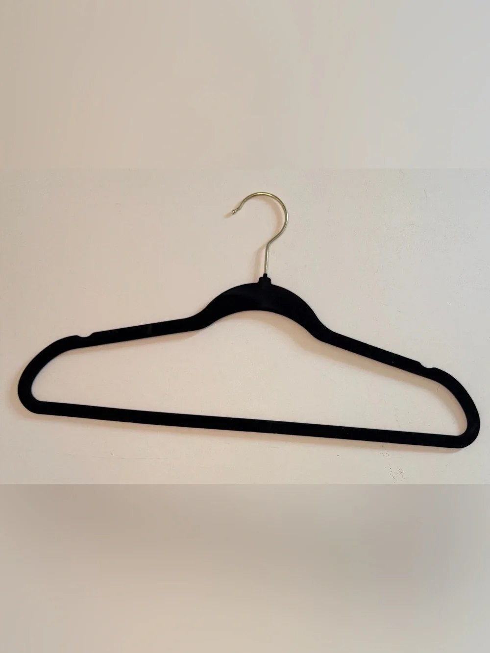 25  Black Velvet Hanger with Gold Hook Accent Adult Size